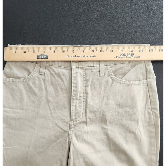 NYDJ Denim Capri Jeans‎ Crop Cuff Buttons Stretch Tan Womens 8 Made in USA EUC - Picture 12 of 13